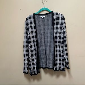 Croft and Barrow Petite Large Black and White Checked Cardigan